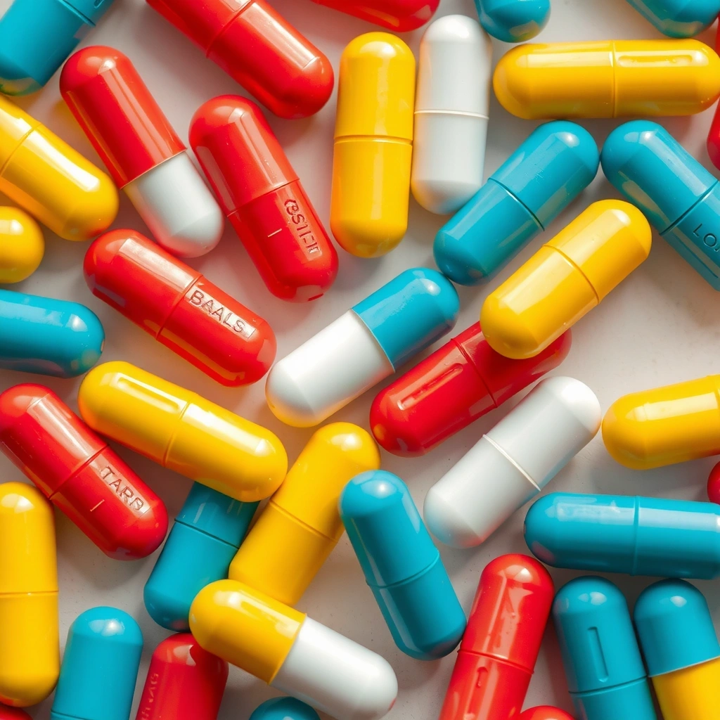 Varietà di capsule vitaminiche colorate
