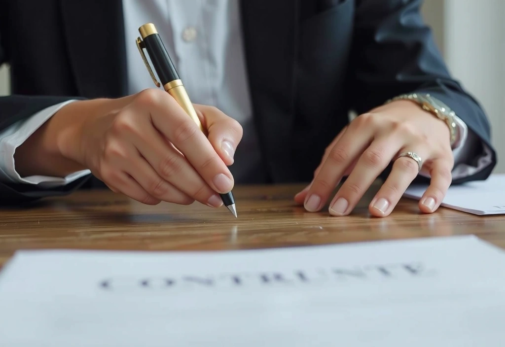Mano che firma un documento legale